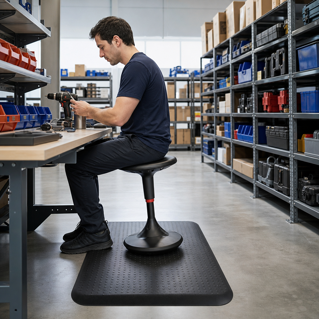 Ergonomic Stool and Anti-Fatigue Mat Set