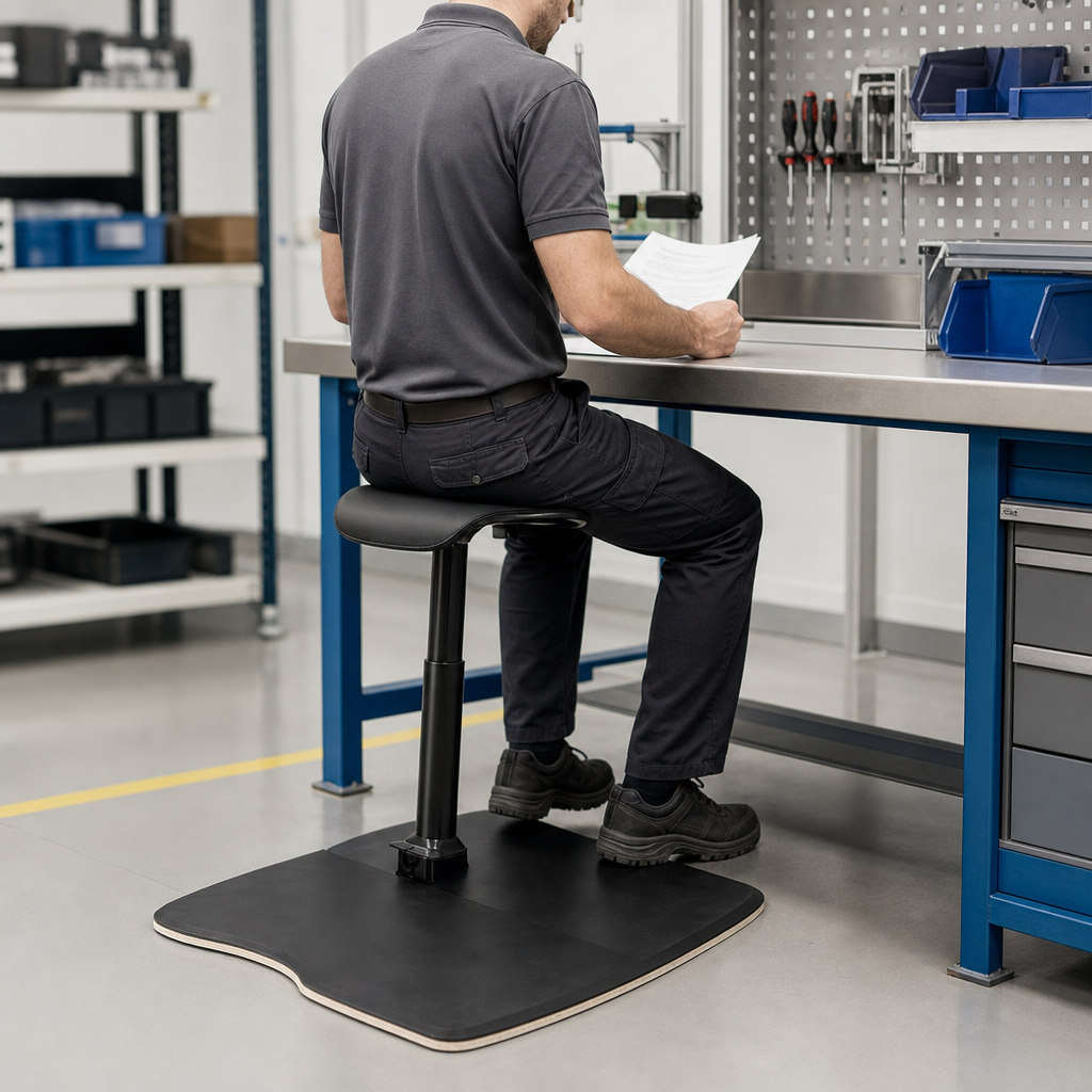 Ergonomic Stool and Anti-Fatigue Mat Set