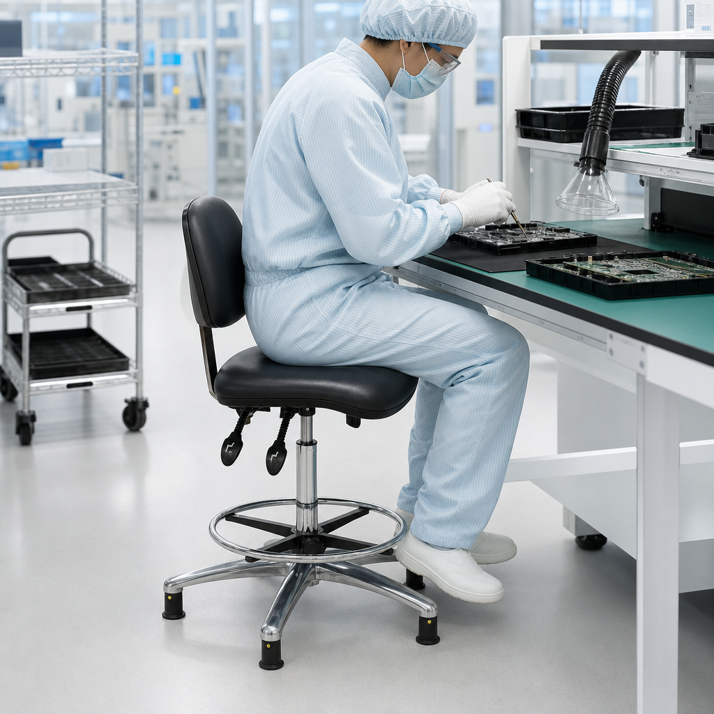 ESD Anti-Bacterial Ergonomic High Workshop Chair