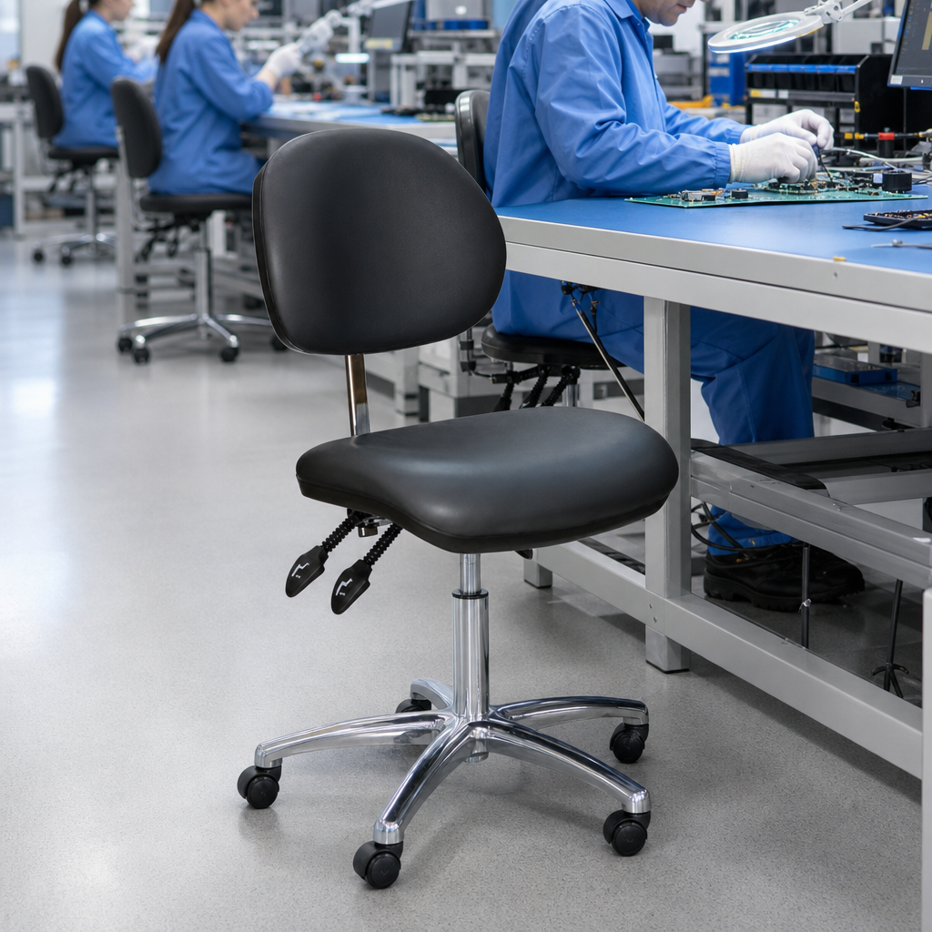 ESD Anti-Bacterial Ergonomic Workshop Chair on Rollers