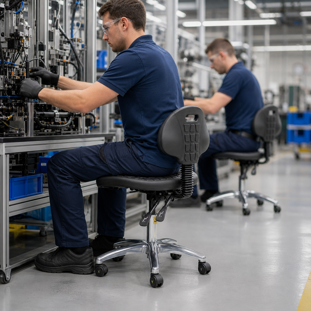 ESD Polyurethane Industrial Workshop Chair with Rollers