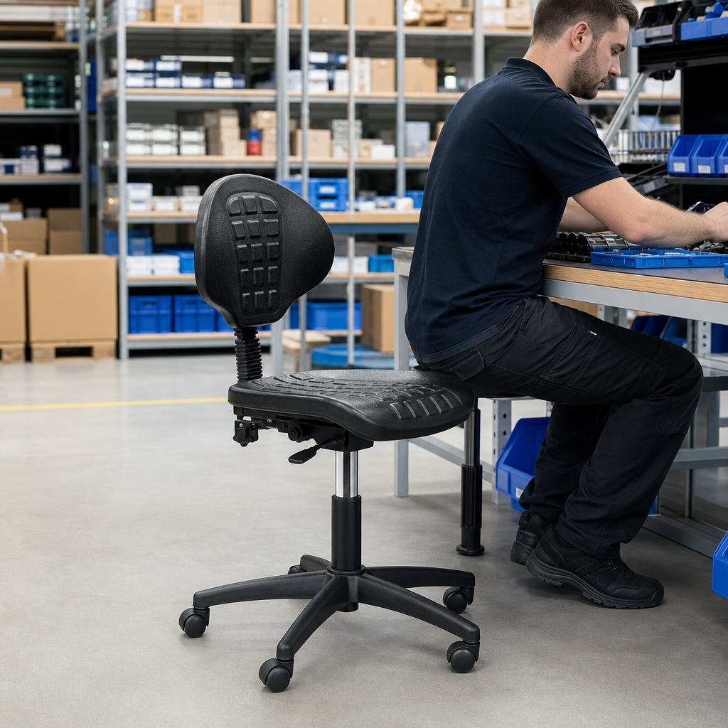 ESD Polyurethane Industrial Workshop Chair with Rollers
