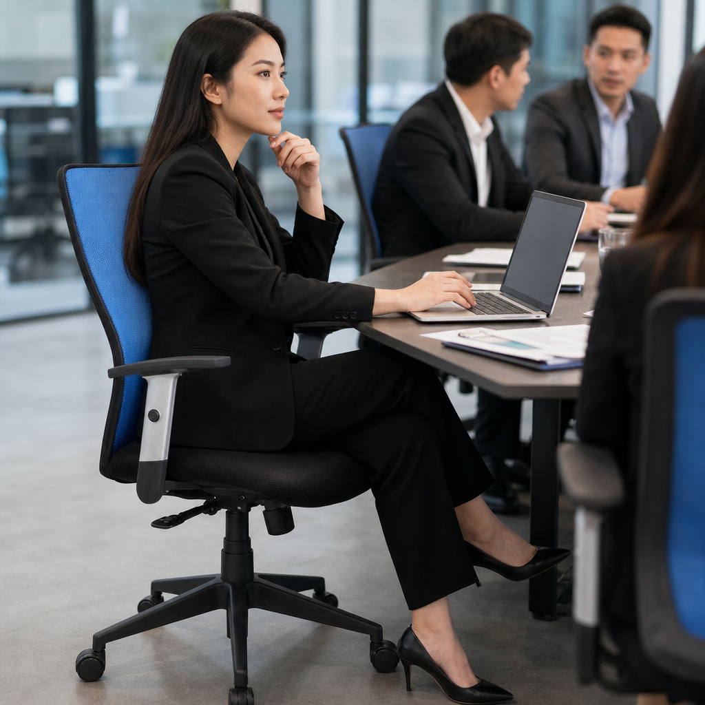 Executive Fabric Office Chair with High Curved Mesh Back