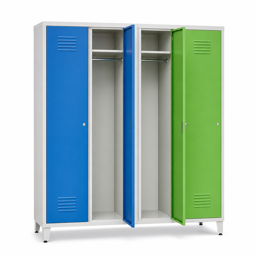 Extra Wide Clean and Dirty Metal Lockers with Colour Doors