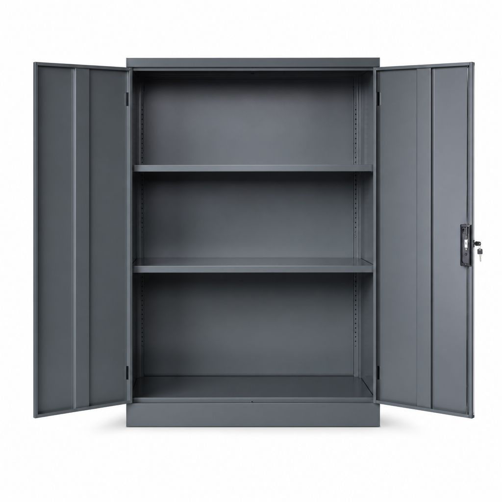 Extra Wide Lockable Steel Cupboard with 3 Shelves