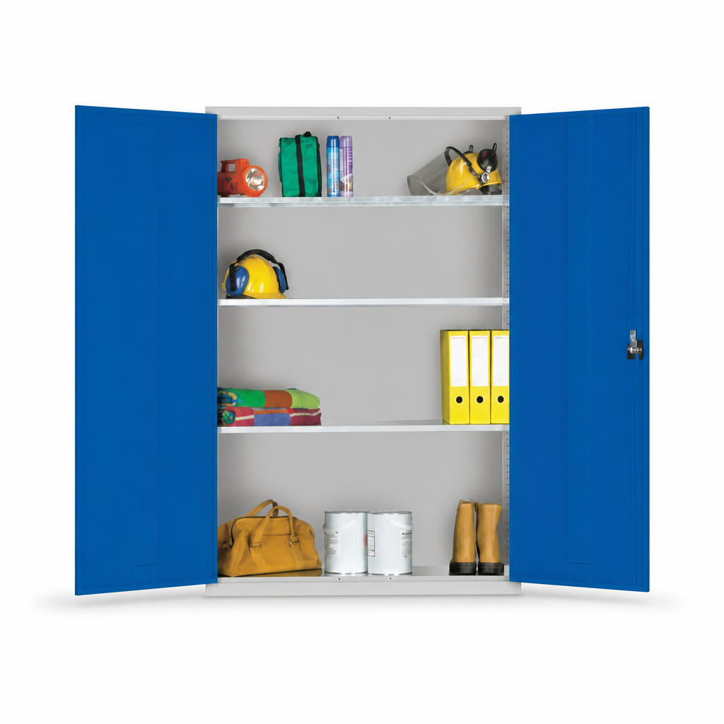 Extra Wide Lockable Steel Cupboard with 3 Shelves