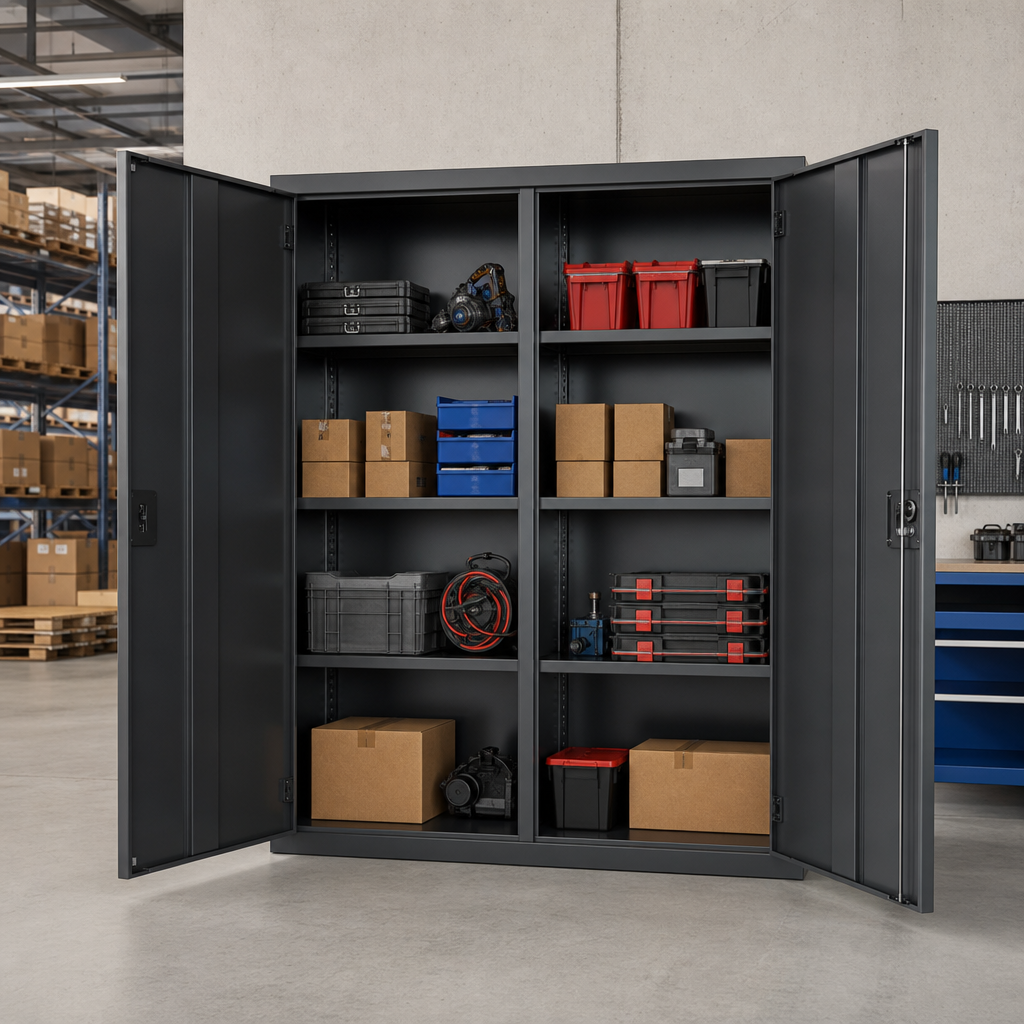Extra Wide Metal Cupboard with Two Compartments