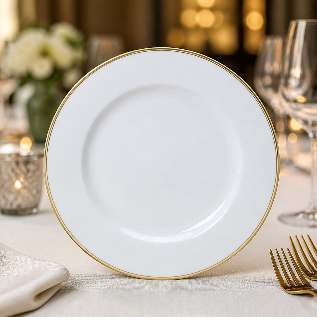 Burnished Gold Plates 300mm for fine dining, 12 pack