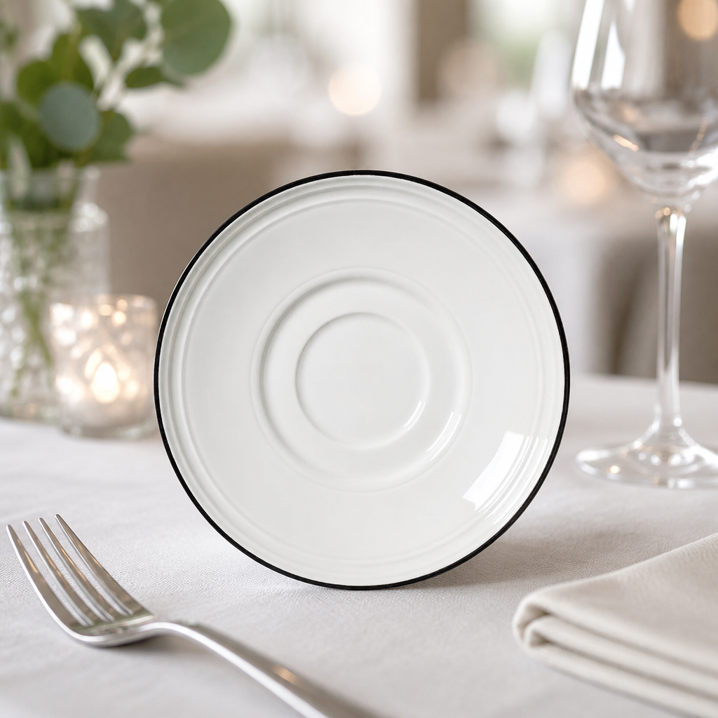 Commercial Black Band Saucers 150mm - 12 Pack