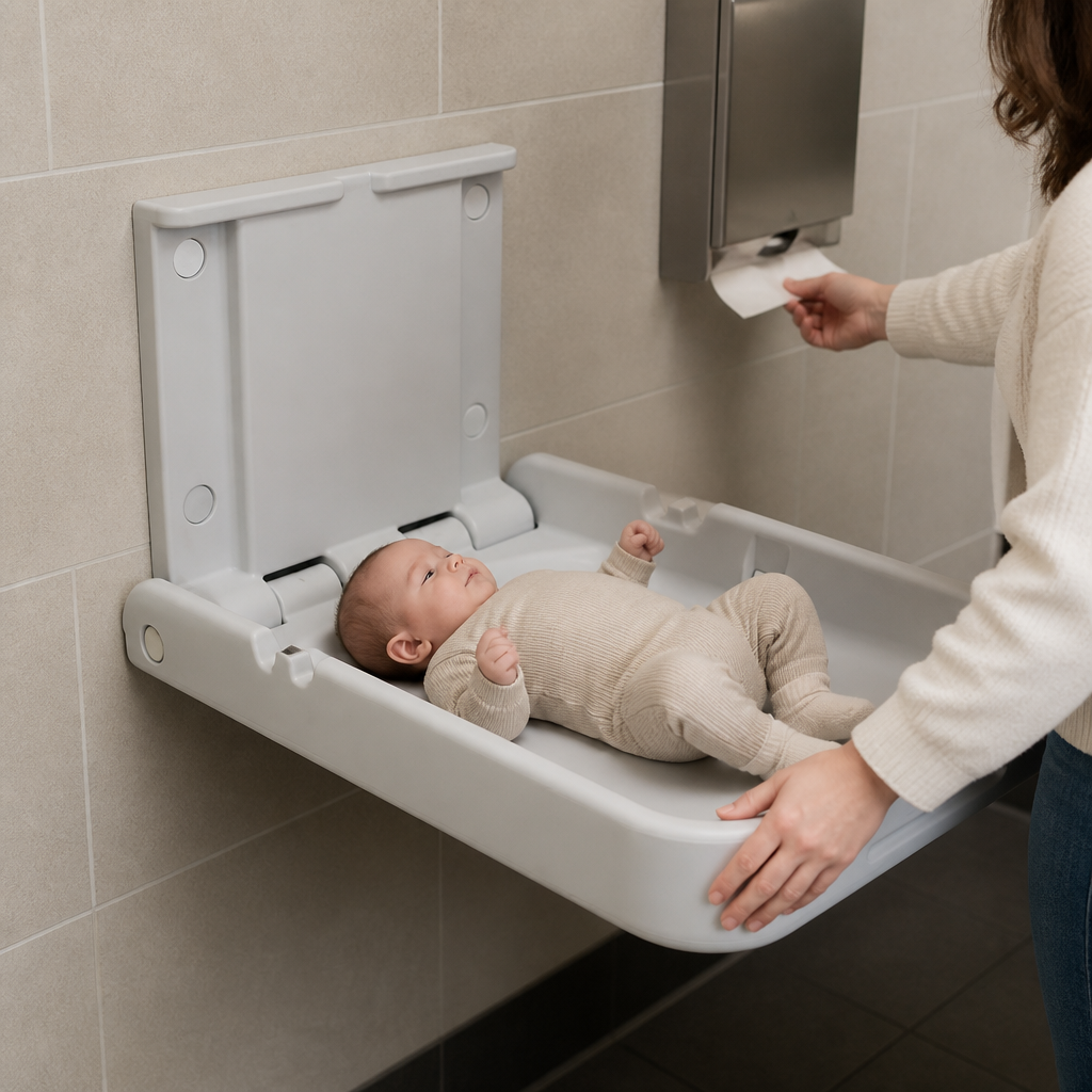 Commercial Vertical Baby Changing Station with space-saving design