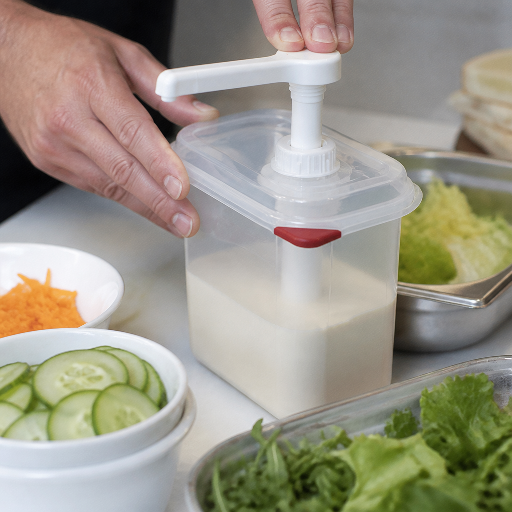 Commercial Sauce Dispenser with Pump 1.5L GN 1/9 Transparent