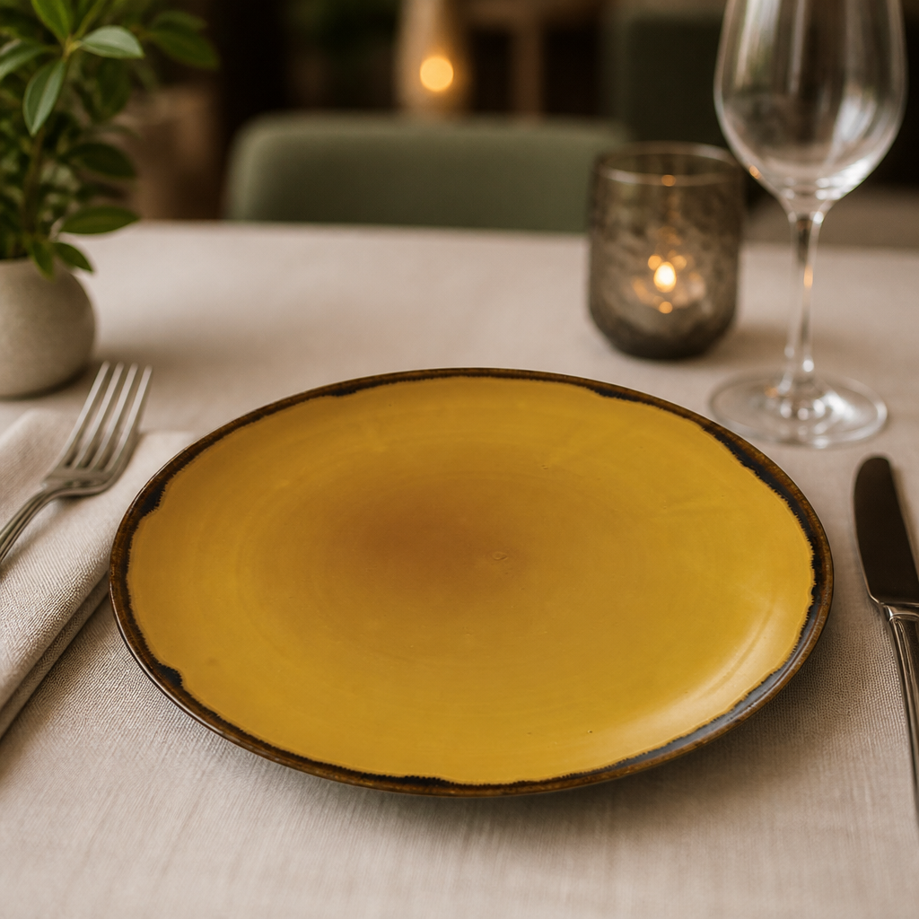 Commercial Mustard Coupe Plates 260mm Vitrified Porcelain 12 Pack