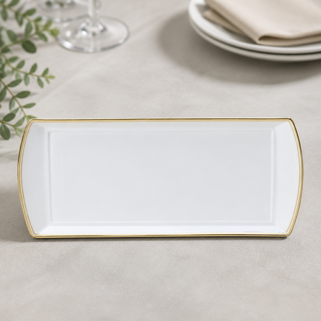 Commercial Burnished Gold Rectangle Trays 340x150mm 12 Pack