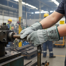 Premium Superior Rubberised Cuff Rigger Glove - Grey Split Leather Palm for General Handling and Maintenance