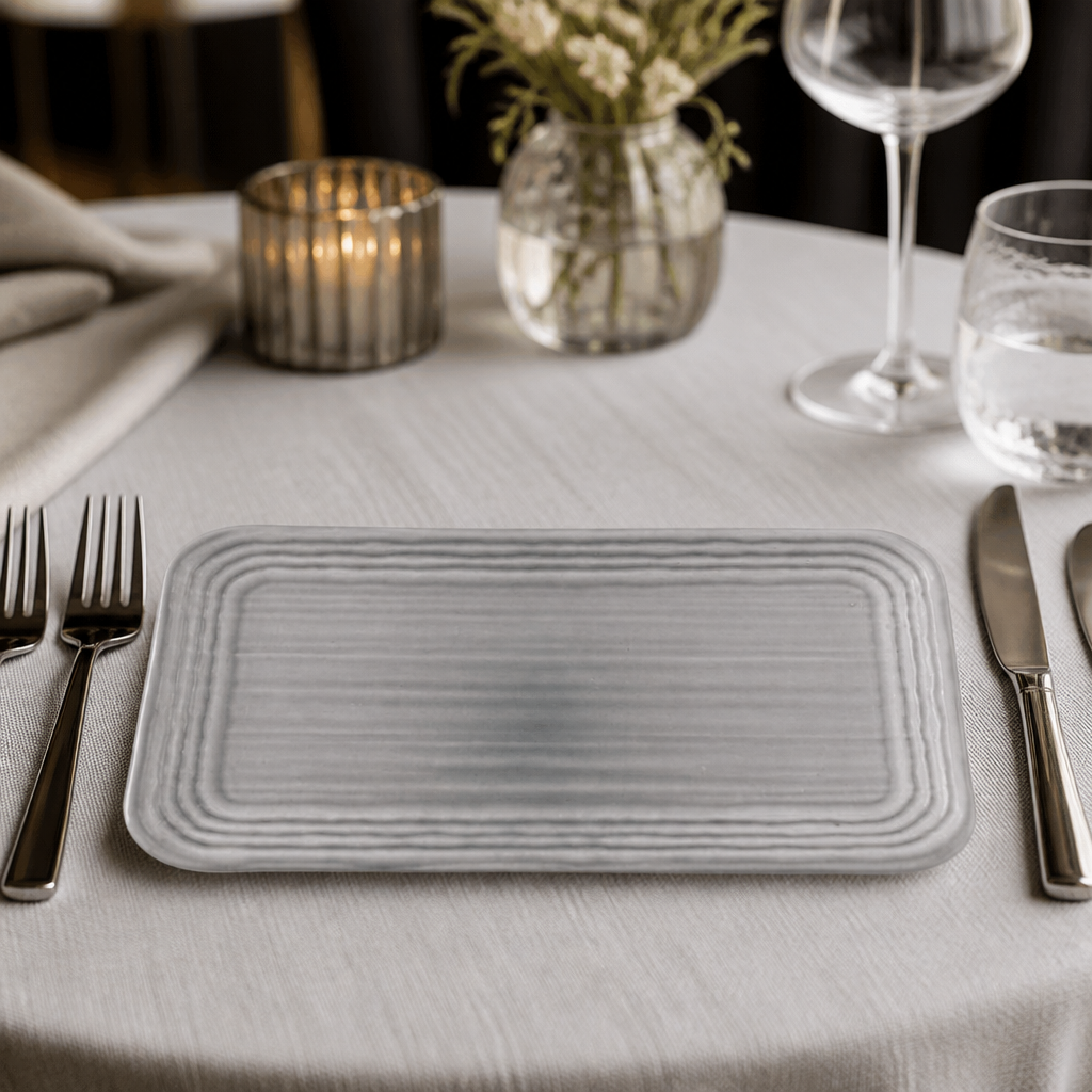 Commercial Rectangular Plates 270x160mm Grey 12 Pack