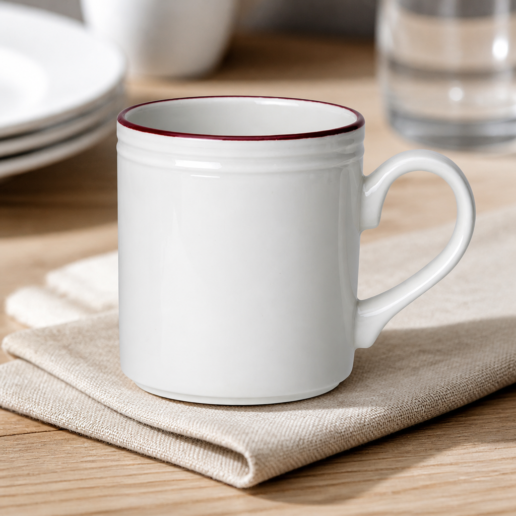 Commercial Bead Mugs 285ml Red 12 Pack for Dining Settings