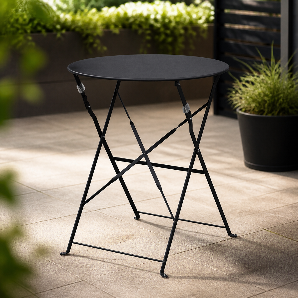 Commercial Outdoor Round Table 600mm Black Steel Finish