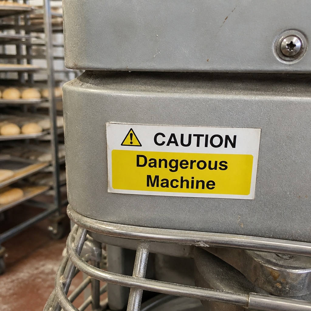 Caution Dangerous Machine Sign for commercial kitchen safety