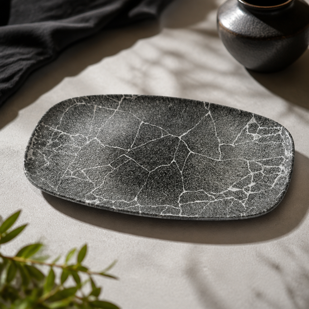 Commercial Kintsugi Oblong Plates 355 x 189mm - 6 Pack