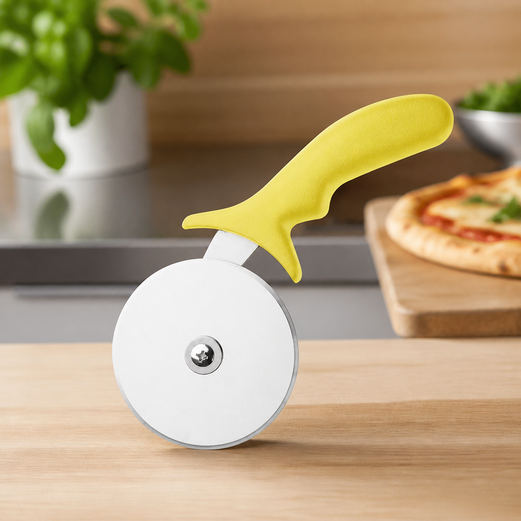 Commercial Pizza Cutter 4 Inch Ergonomic Yellow Handle