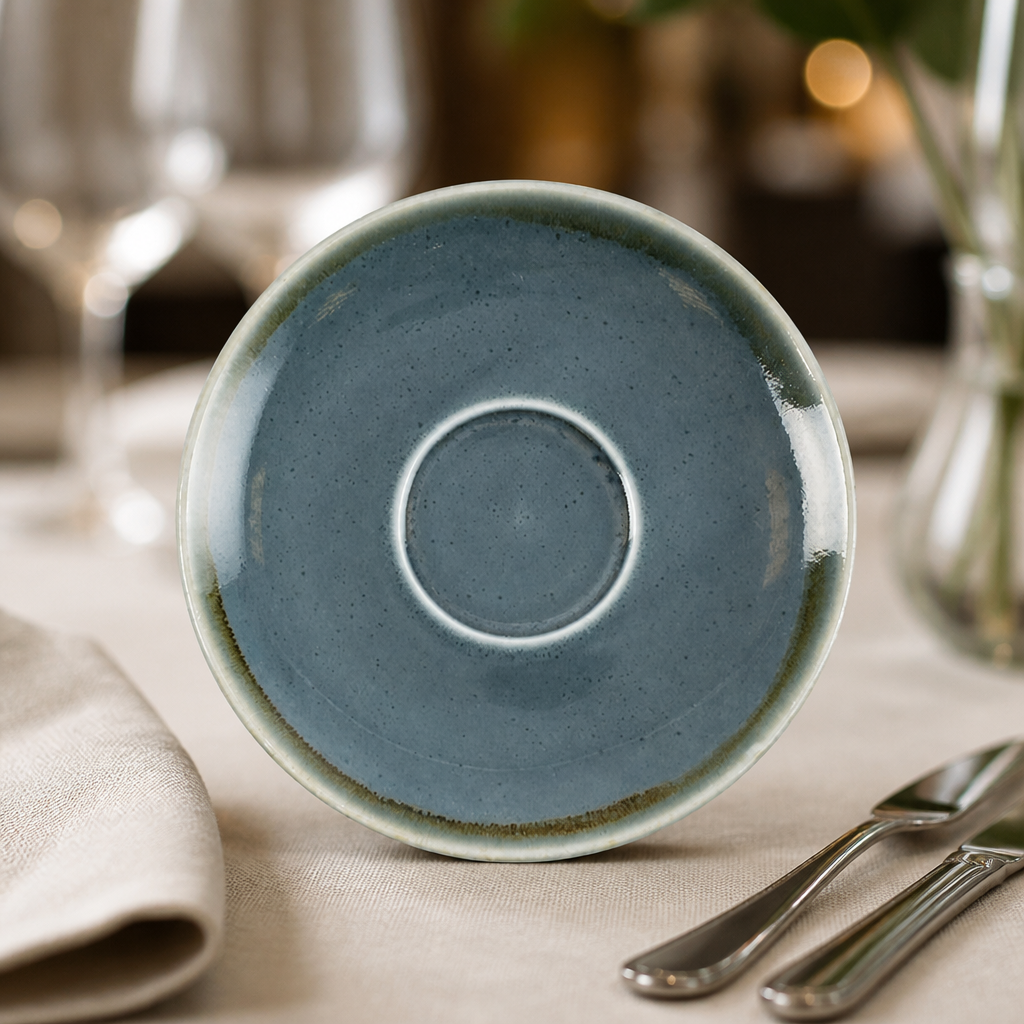 Commercial Porcelain Saucers 160mm Ocean Colour 6 Pack
