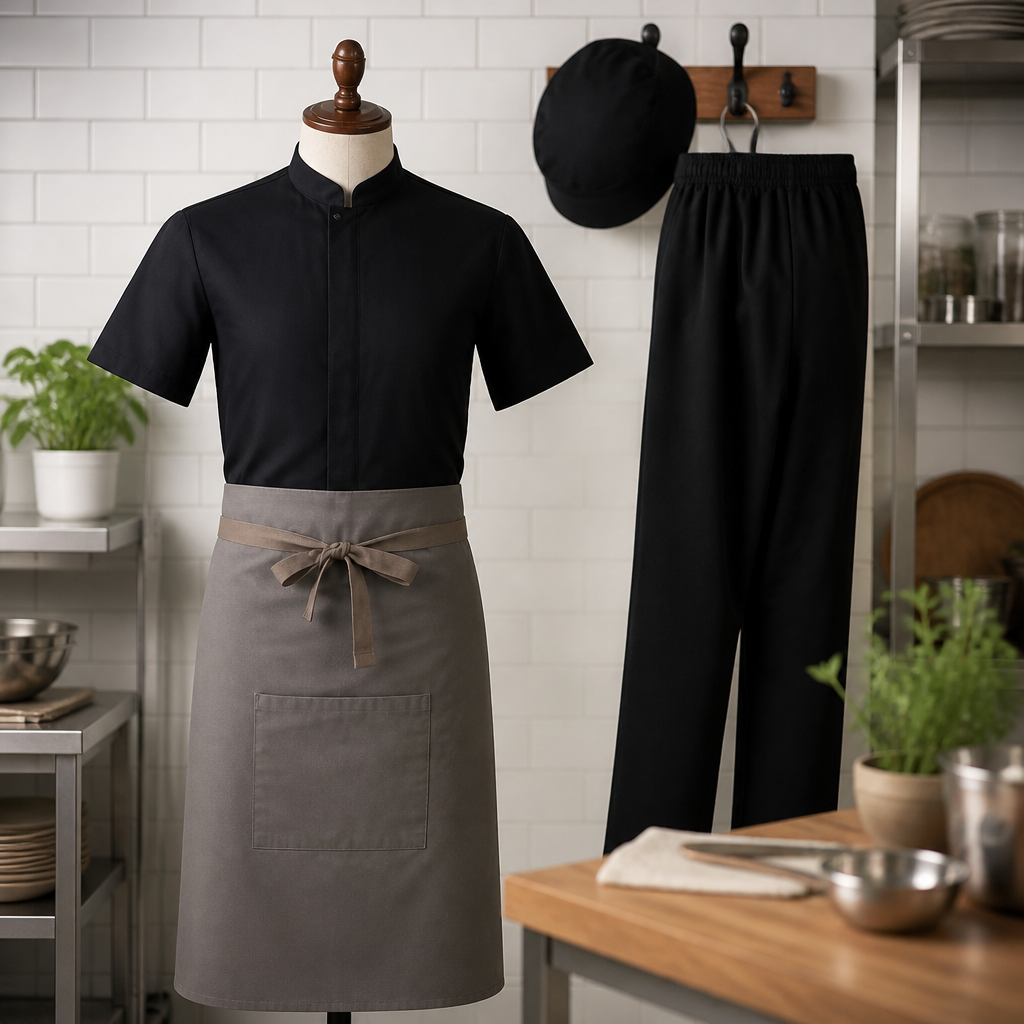 Commercial Chef Clothing Bundle with Adjustable Apron and Cap