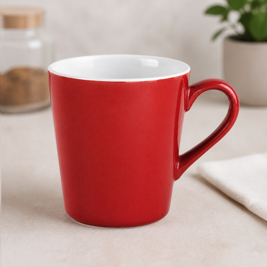 Commercial Flat Cups 170ml Red Stoneware 12 Pack