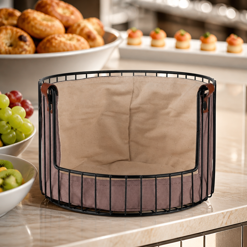 Commercial stackable fruit basket 275mm Ø in black
