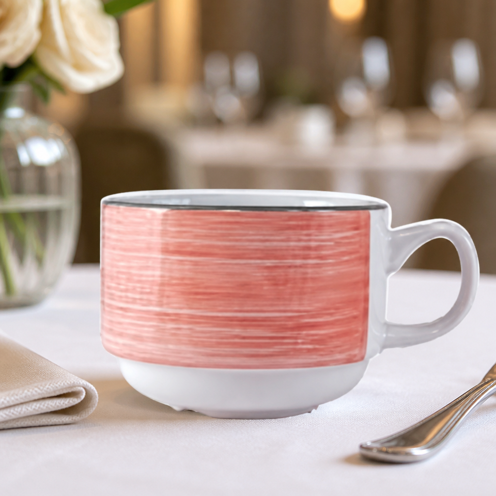 200ml Commercial Slimline Stacking Cups - 36 Pack Rio Pink