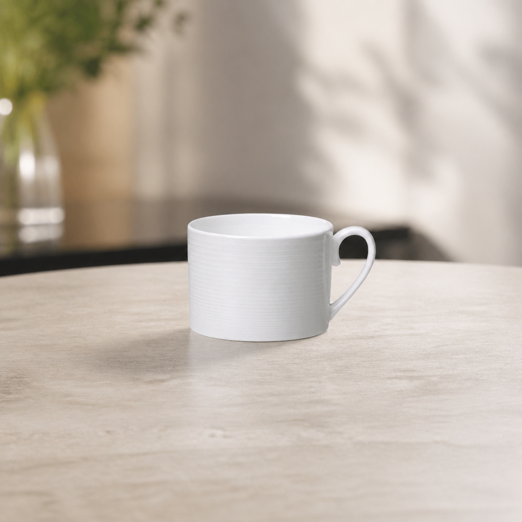 200ml Commercial Bone China Teacups - 12 Pack Spiro Design