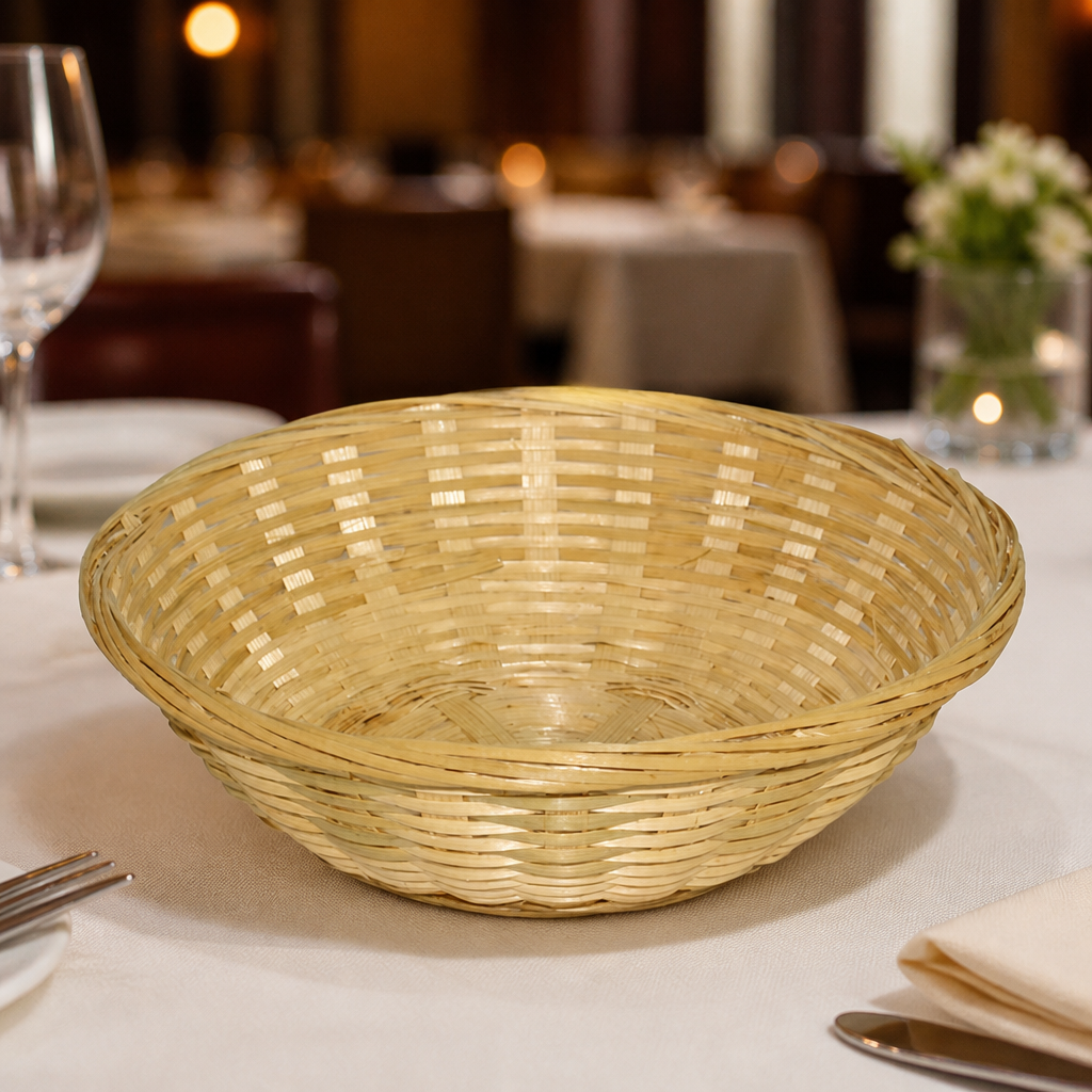 Commercial wicker round bread baskets 200mm display 6 pack