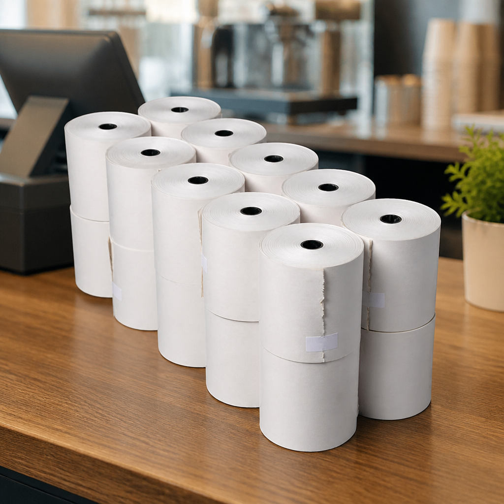 Commercial 2-Ply and Yellow Till Rolls 76 x 70mm 20 Pack