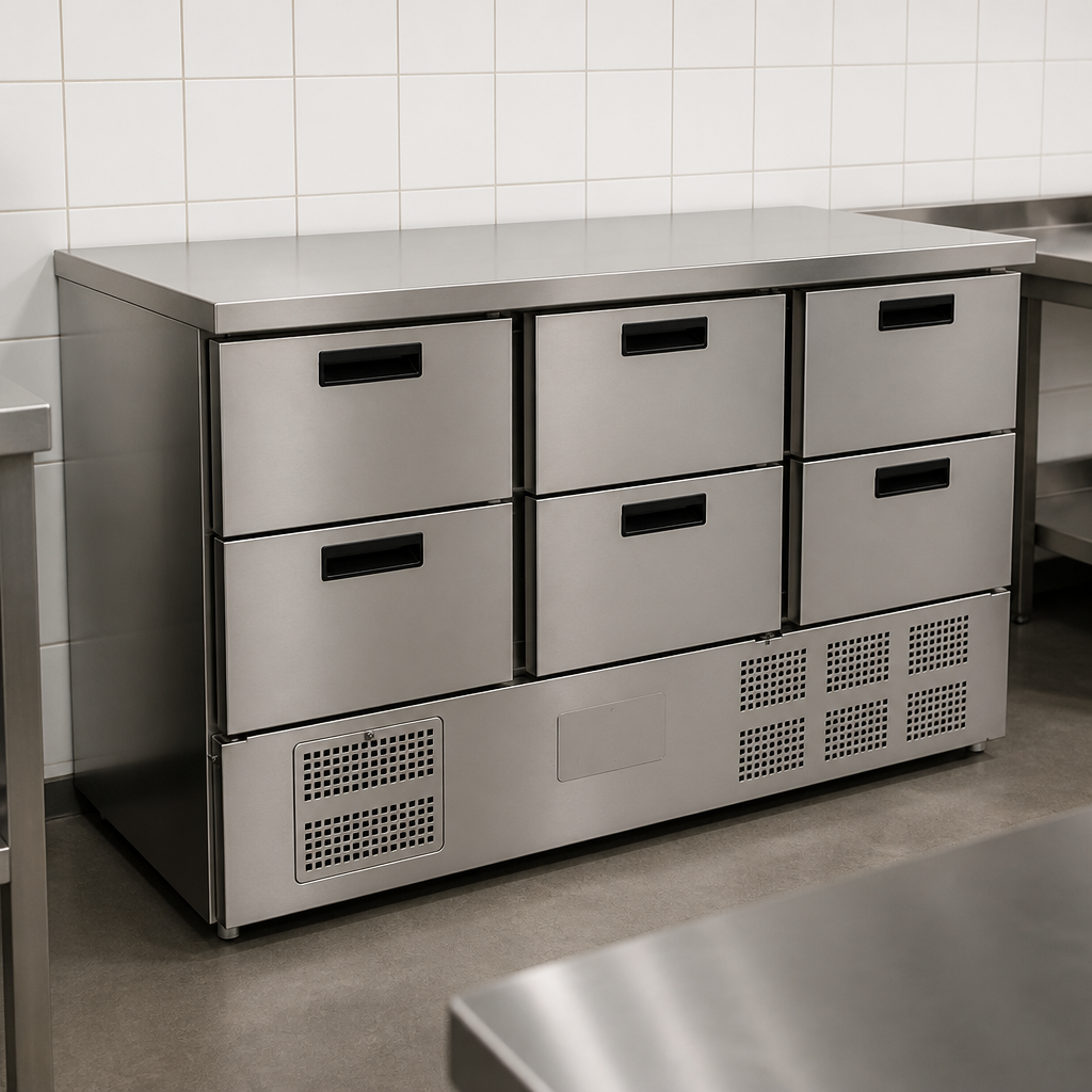 Commercial Six Drawer Counter Fridge with 6x1/1GN capacity
