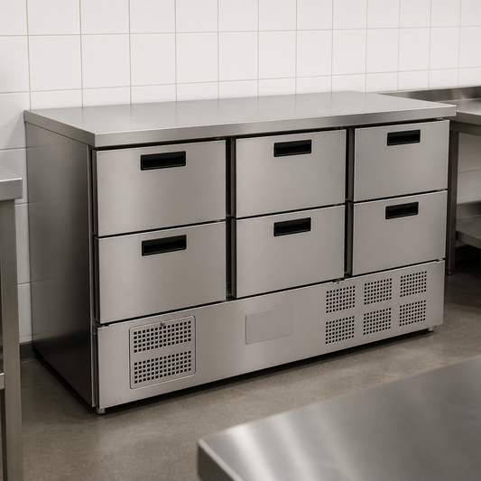 Commercial Six Drawer Counter Fridge 6x1/1GN Capacity