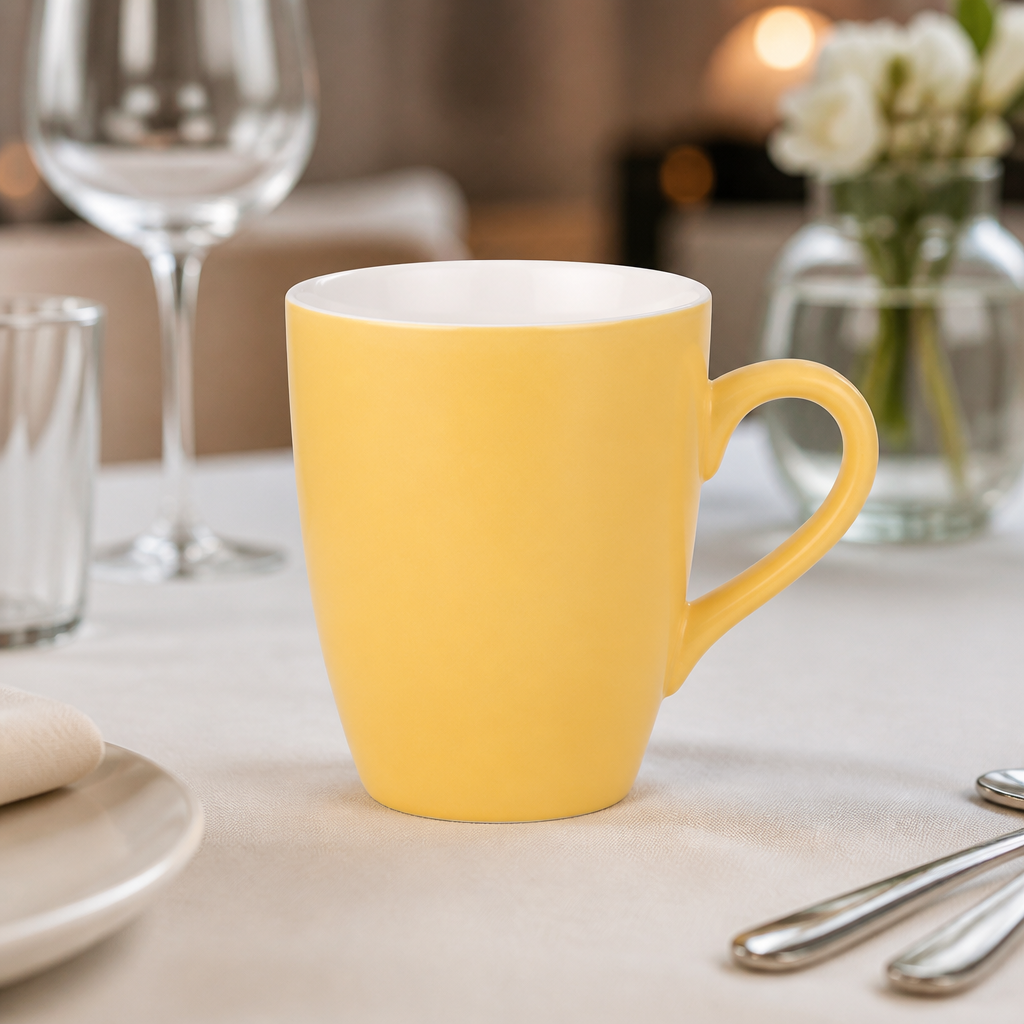 Commercial Pastel Yellow Mugs 340ml - 6 Pack