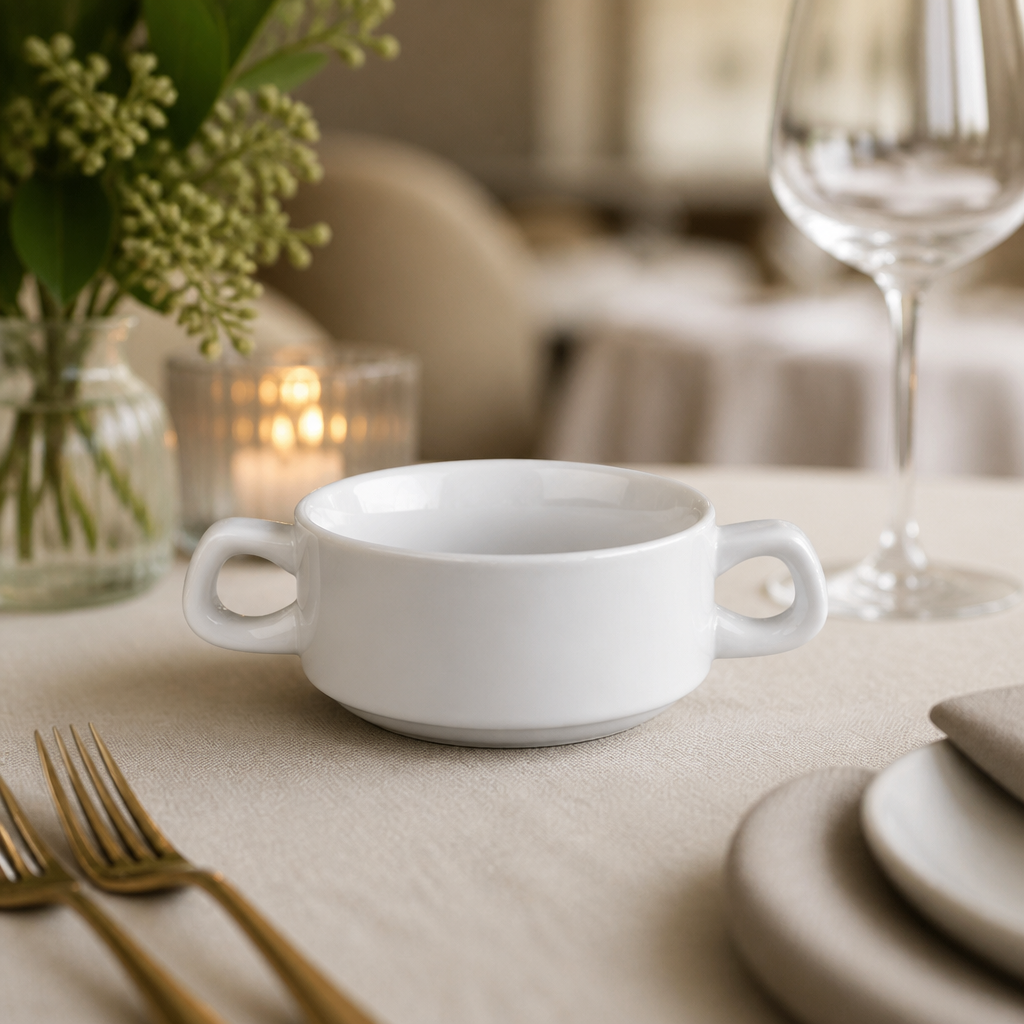 Pack of 12 porcelain commercial soup bowls 290ml