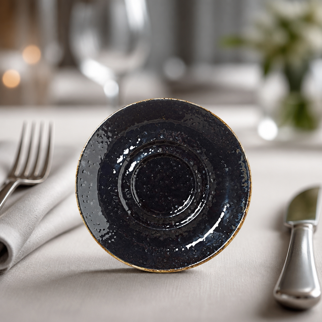 Small Double-Well Liquorice Saucers 118mm - 12 Pack