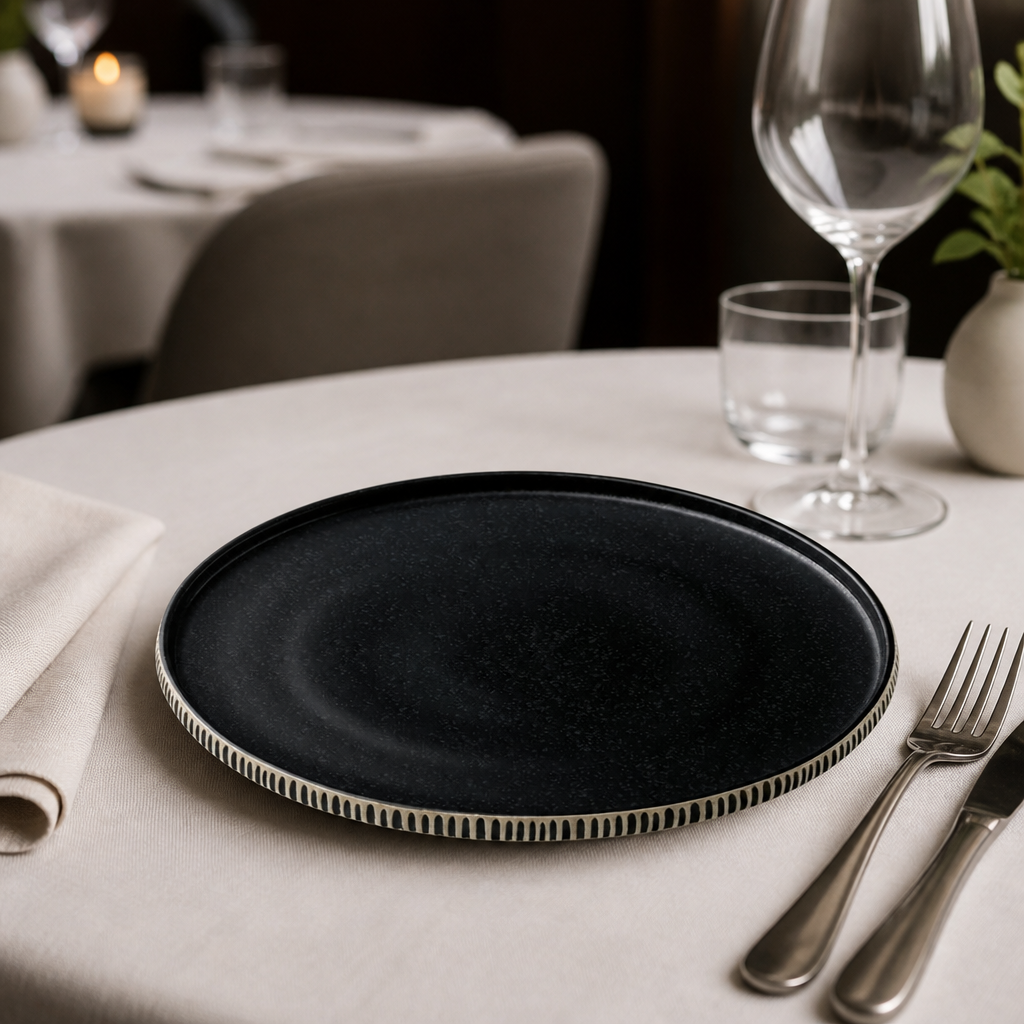 Commercial stoneware plates 270mm black, 6 pack