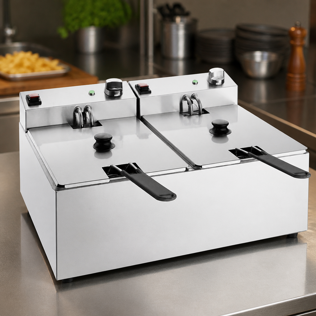 Commercial Countertop Electric Fryer 2x5Ltr Stainless Steel