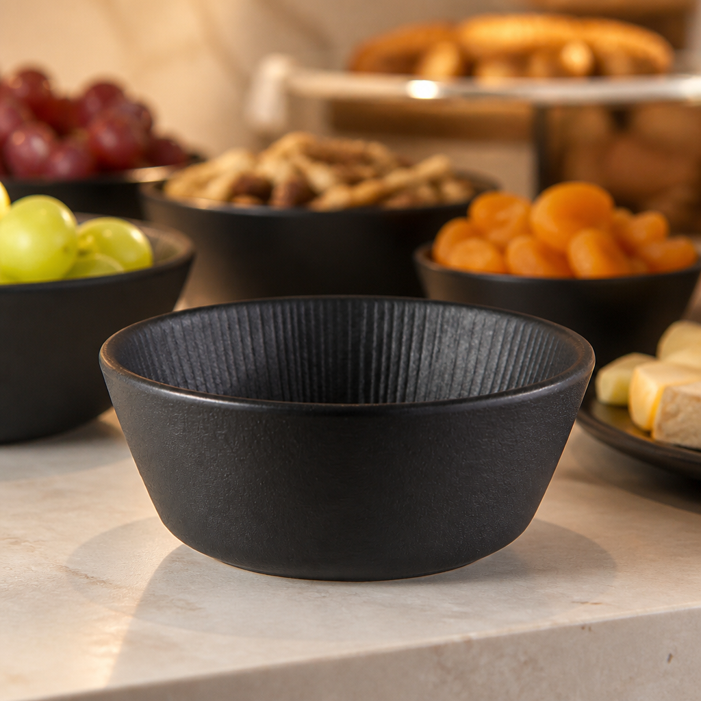 Commercial Melamine Bowl Black 125mm 250ml Dishwasher Safe