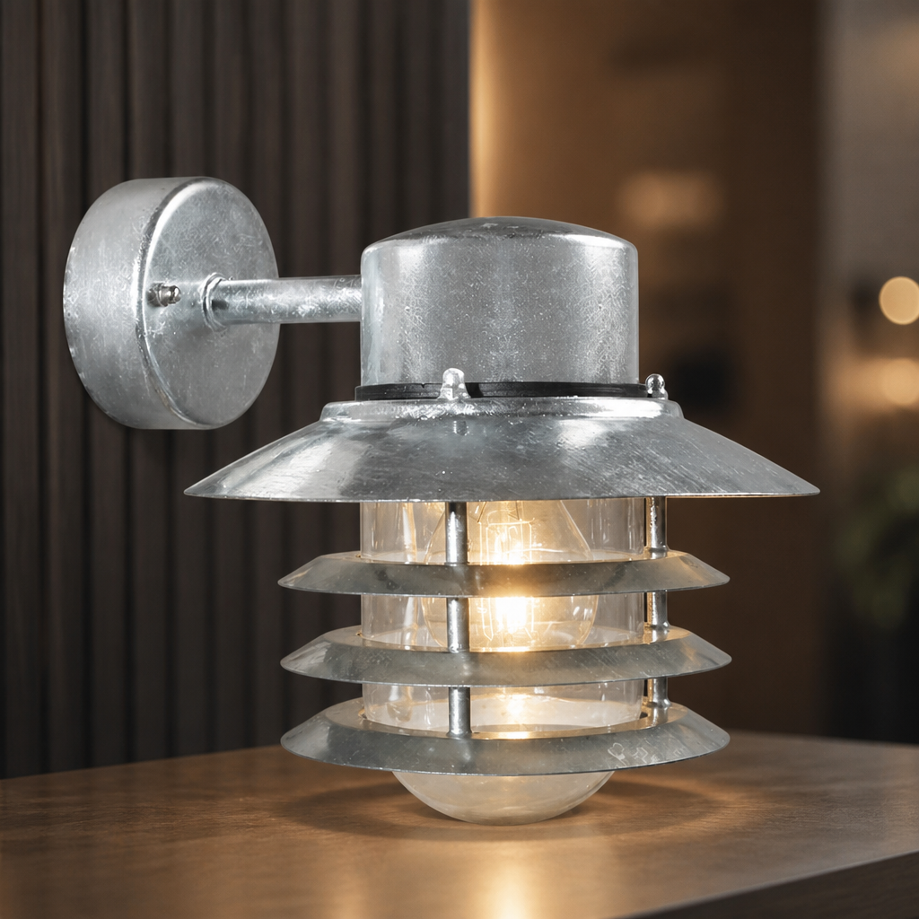 Galvanised Outdoor Wall Light 230mm in coastal design