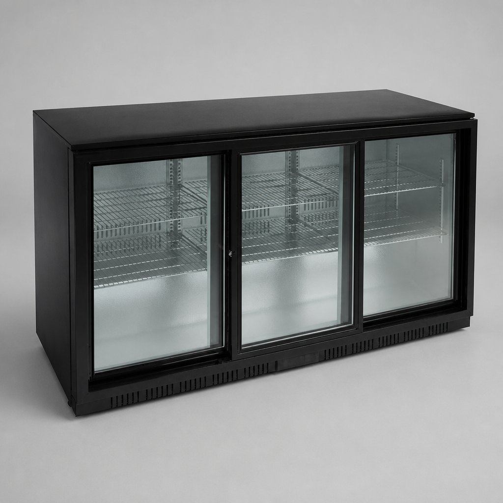 Commercial Back Bar Cooler 320Ltr Sliding Doors Beer Fridge