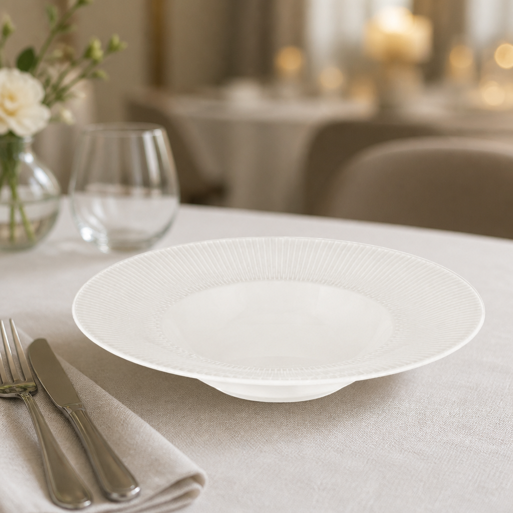 Pack of 6 Commercial Rimmed Bowls 280mm, dishwasher safe