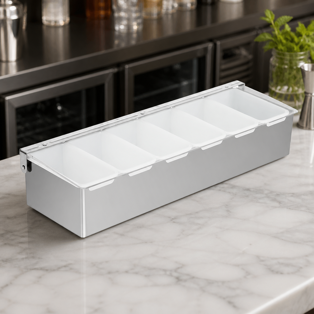 Commercial Stainless Steel 6 Compartment Condiment Holder