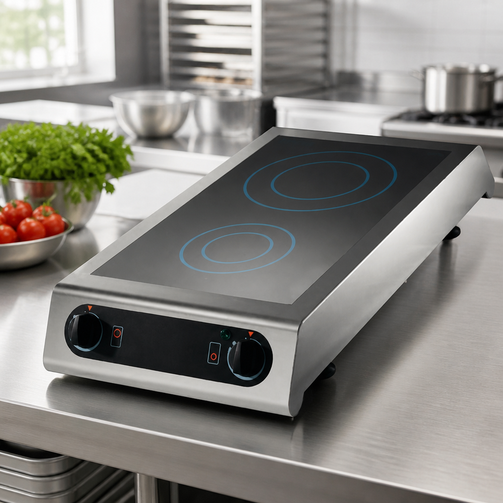 Commercial Induction Hob 3kW Twin Ring Cooking Zone
