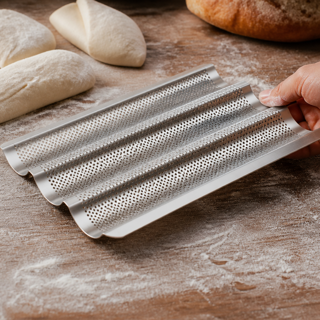 Commercial Perforated Baguette Baking Tray 245x400mm