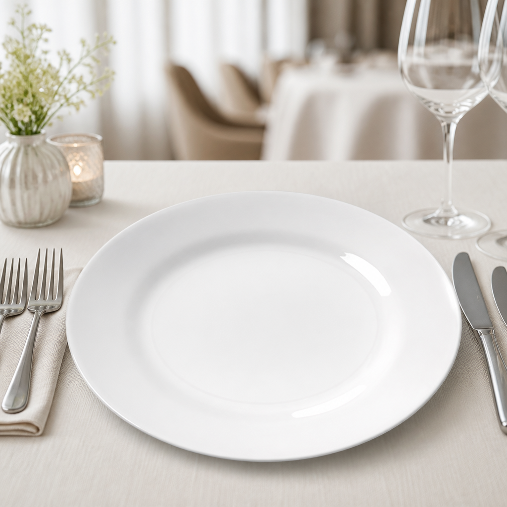 Commercial plain whiteware plates 280mm - 12 pack