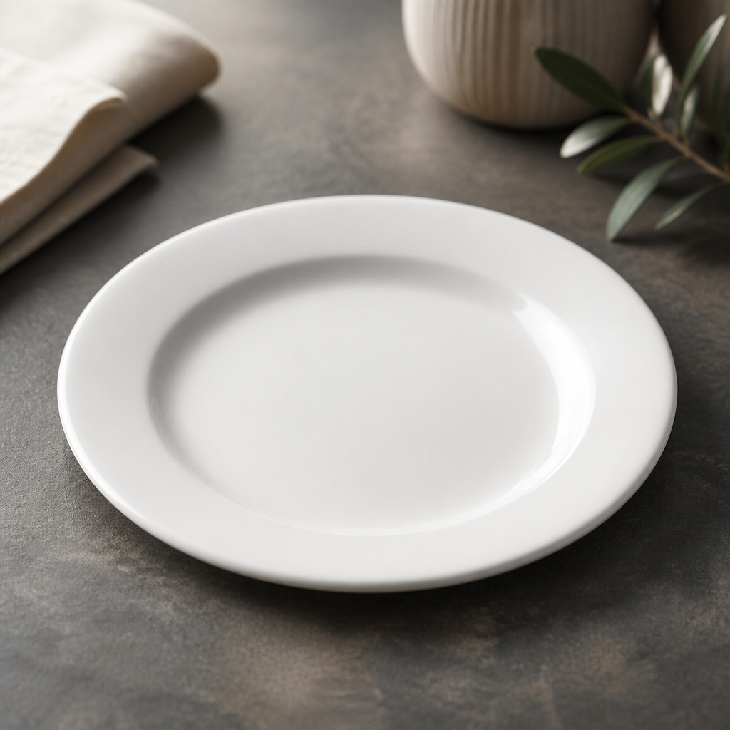 Commercial Mid Rimmed Plates 202mm Porcelain 6 Pack