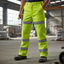 Premium High Visibility Three Band Work Trousers - Tall Leg, Comfort Fit, EN ISO 20471 Class 1 Compliance