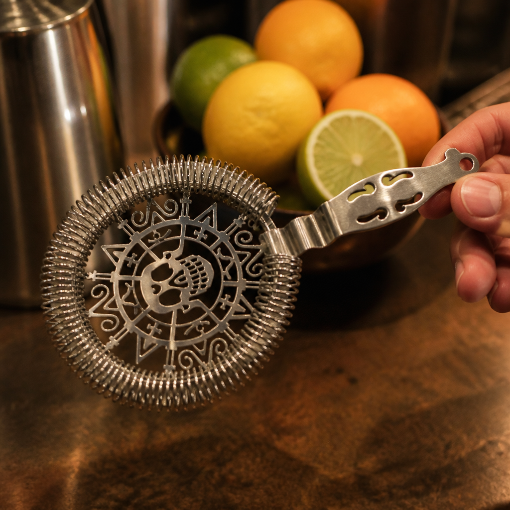 Commercial Stainless Steel Skull Cocktail Strainer 22cm